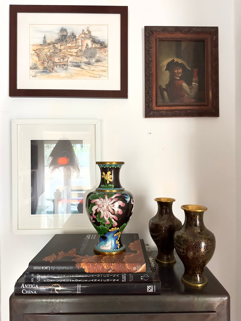 Jarra em metal cloisonné