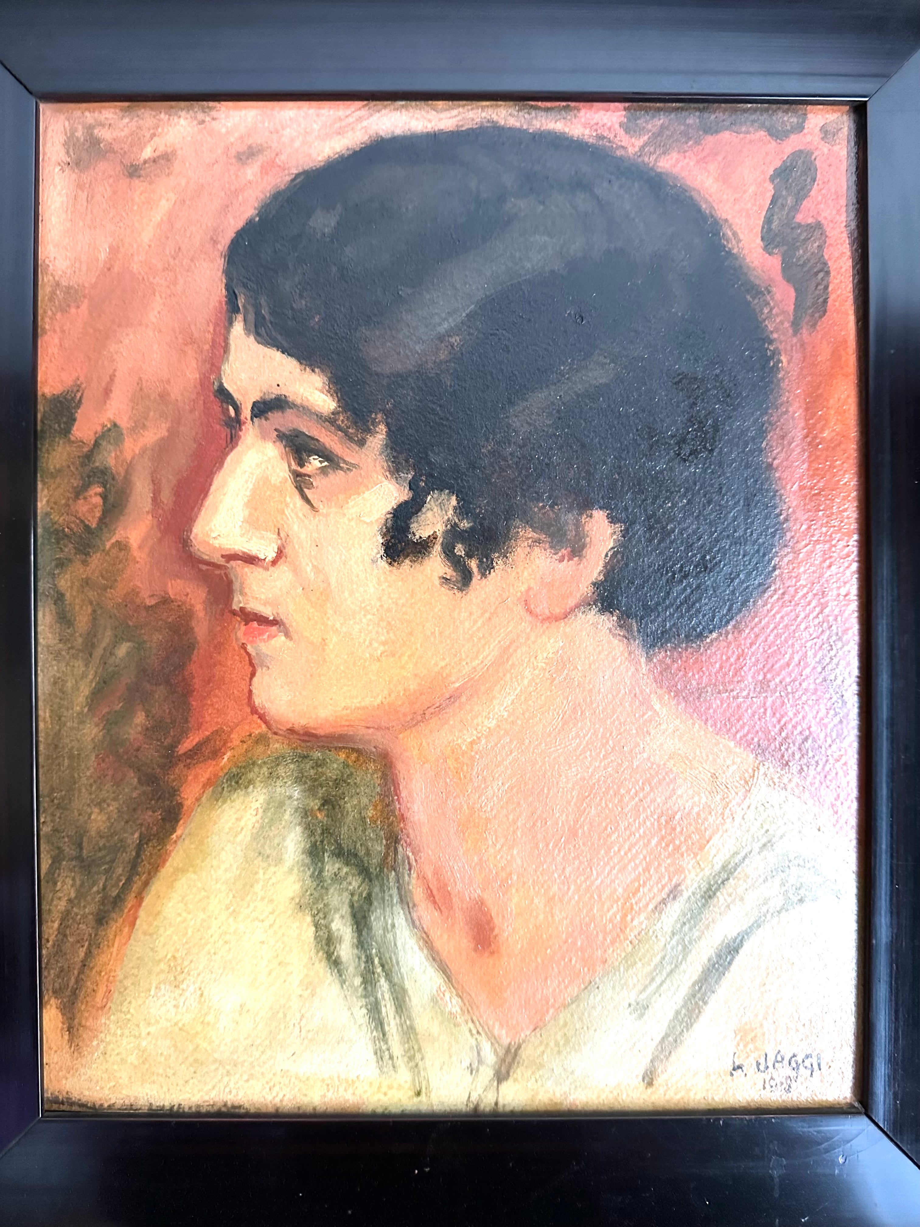 Quadro / Pintura Retrato feminino Arte Deco de Jaggi