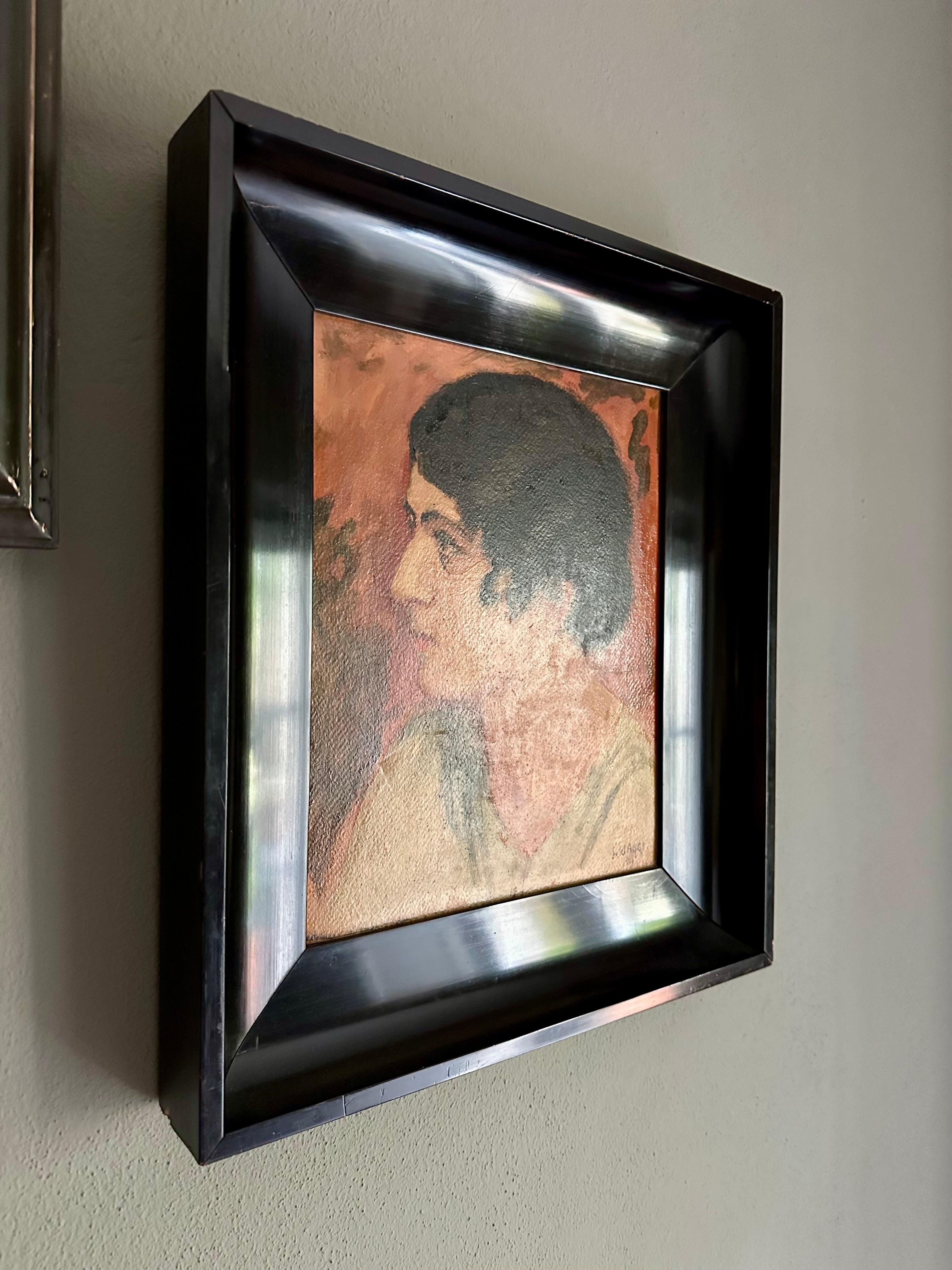 Quadro / Pintura Retrato feminino Arte Deco de Jaggi