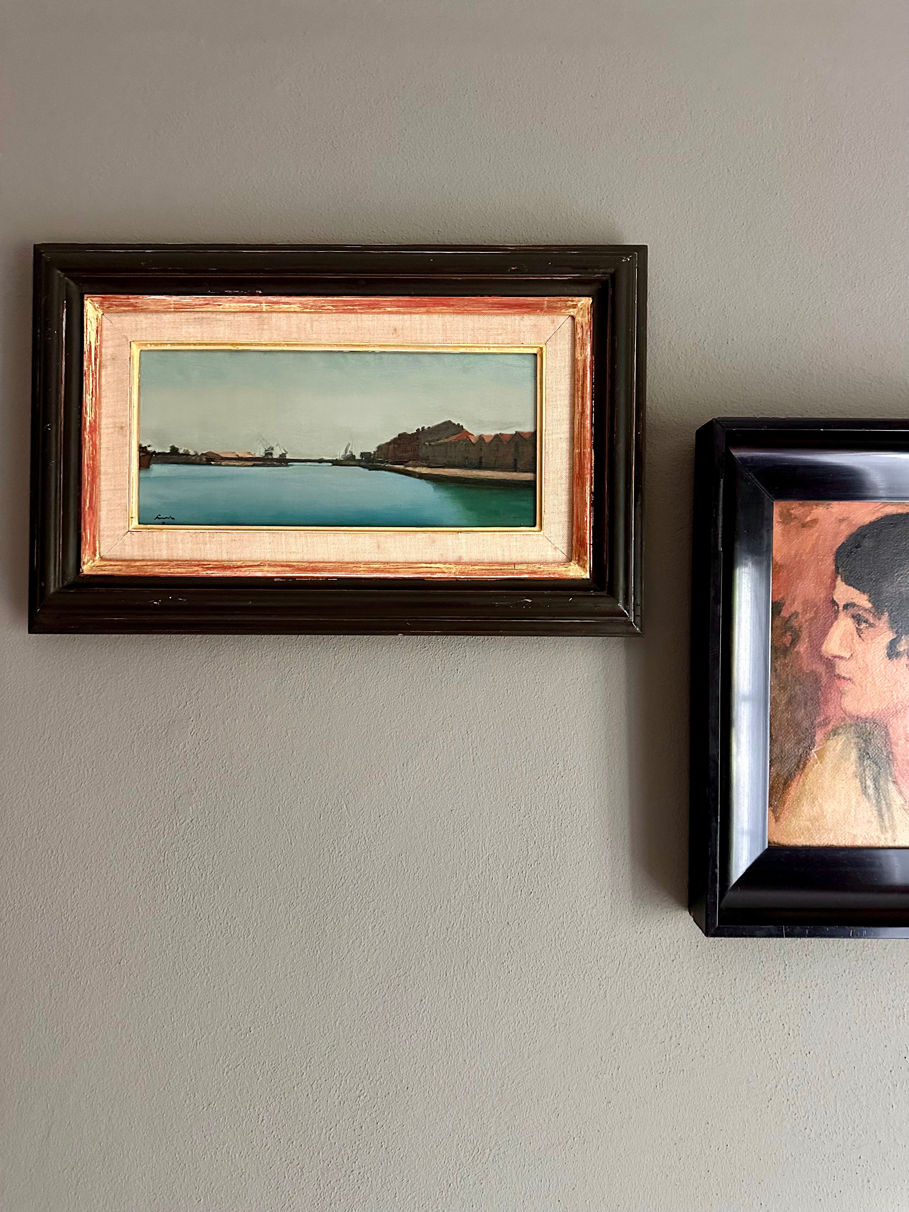 Quadro / Pintura de J. Fuchs / Paisagem de Sète em França
