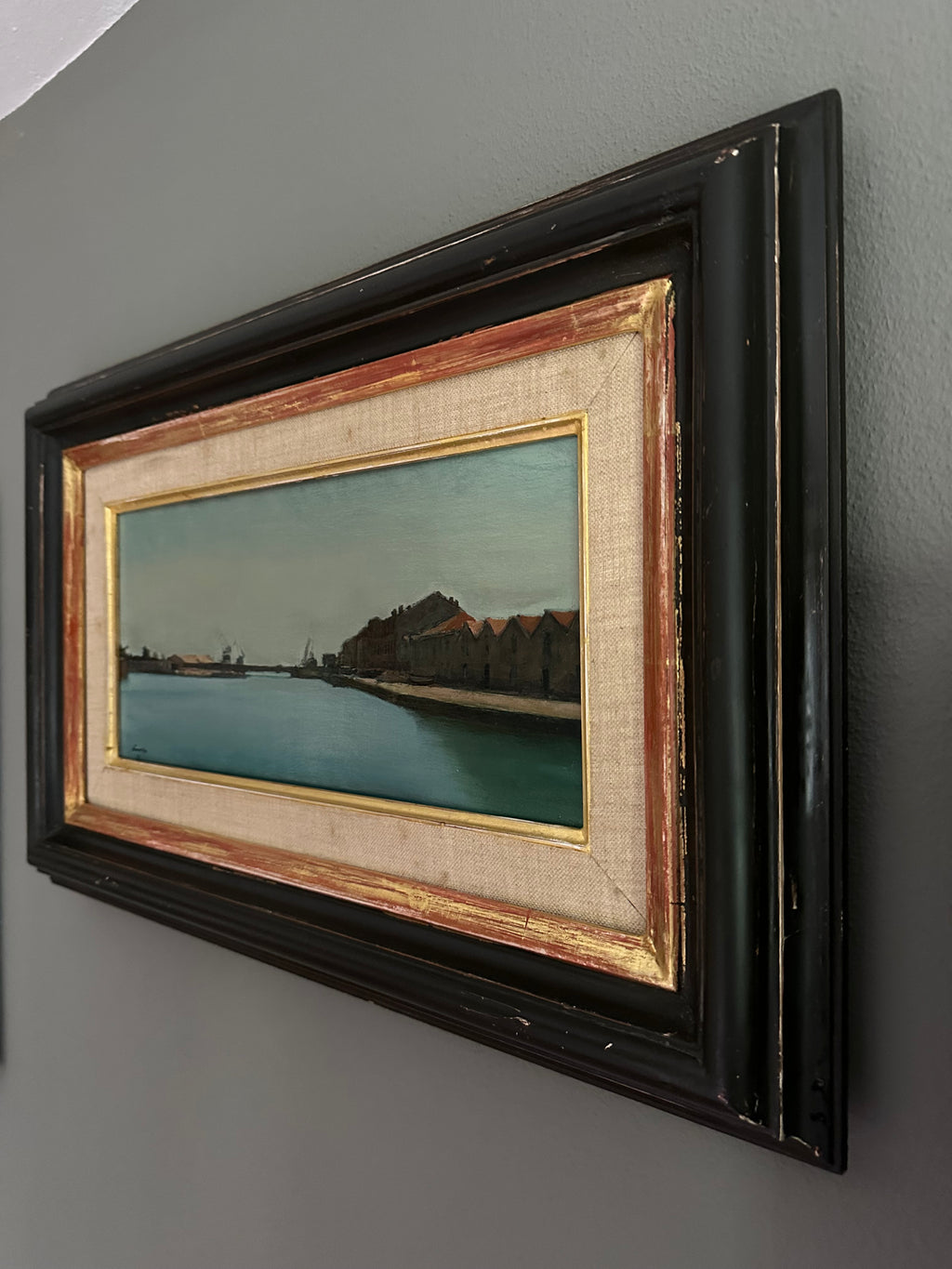 Quadro / Pintura de J. Fuchs / Paisagem de Sète em França