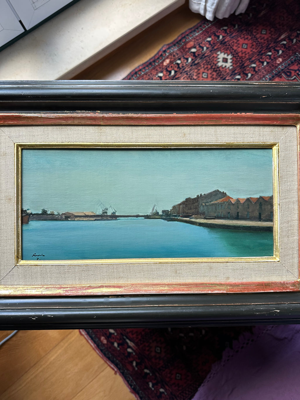 Quadro / Pintura de J. Fuchs / Paisagem de Sète em França