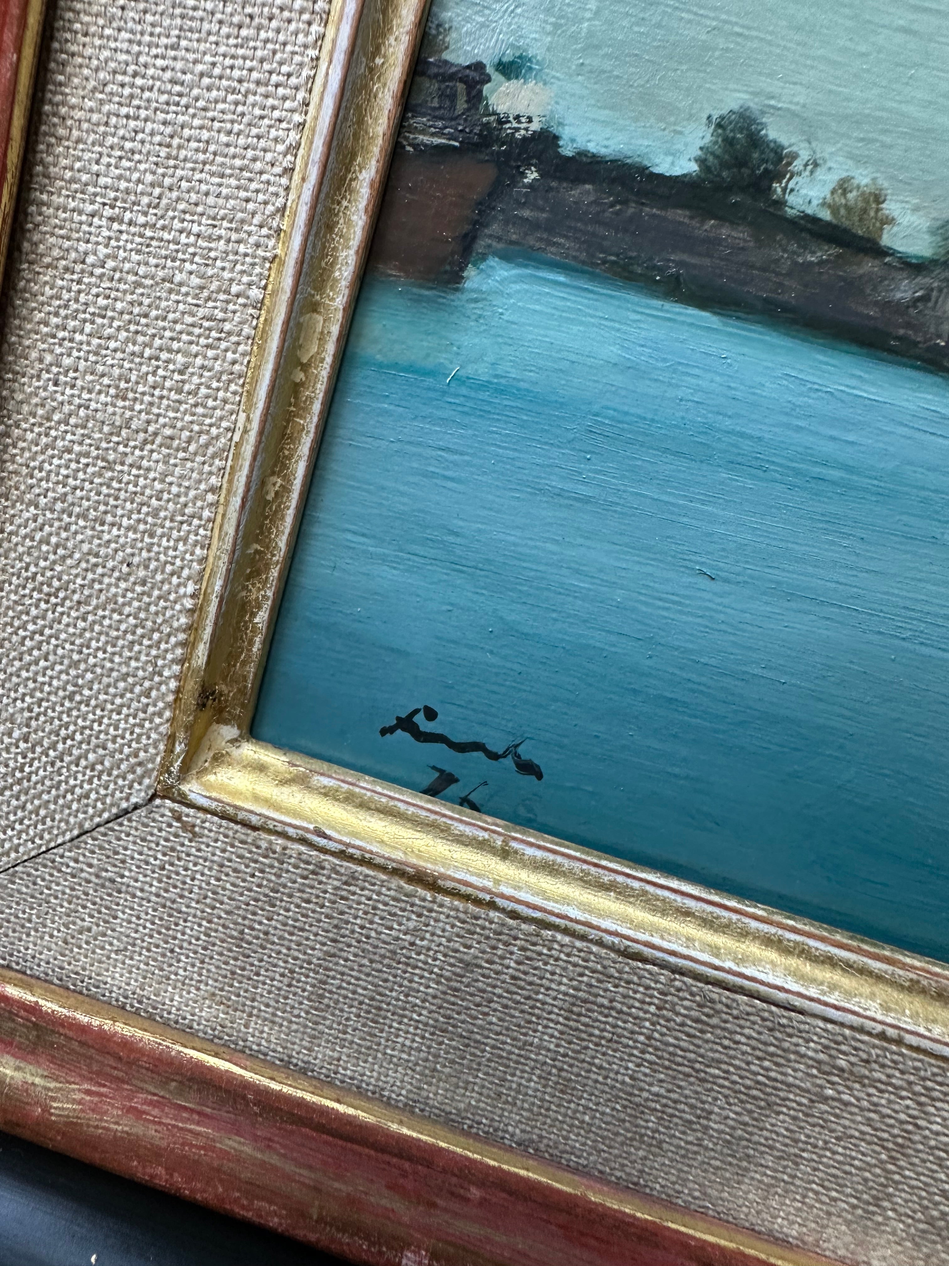 Quadro / Pintura de J. Fuchs / Paisagem de Sète em França