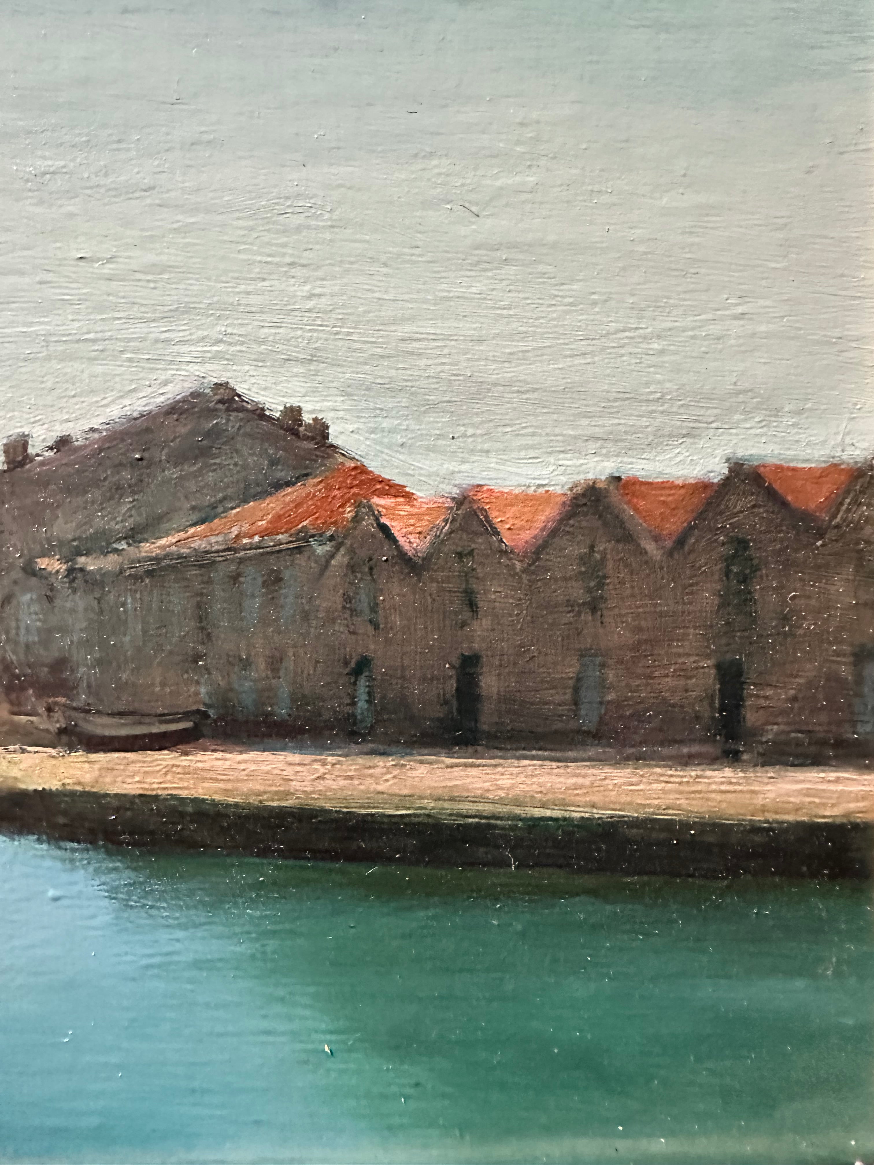 Quadro / Pintura de J. Fuchs / Paisagem de Sète em França