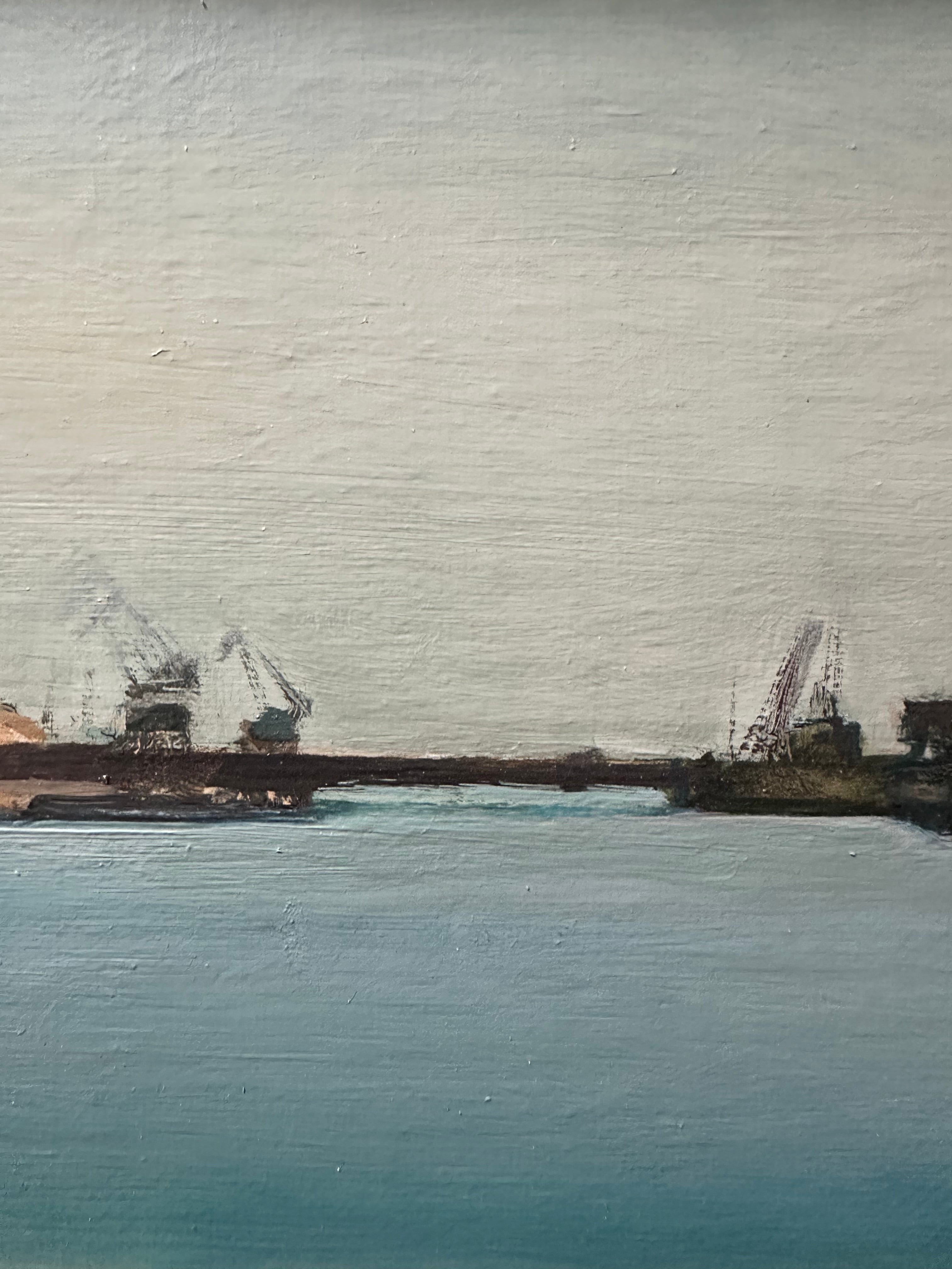 Quadro / Pintura de J. Fuchs / Paisagem de Sète em França