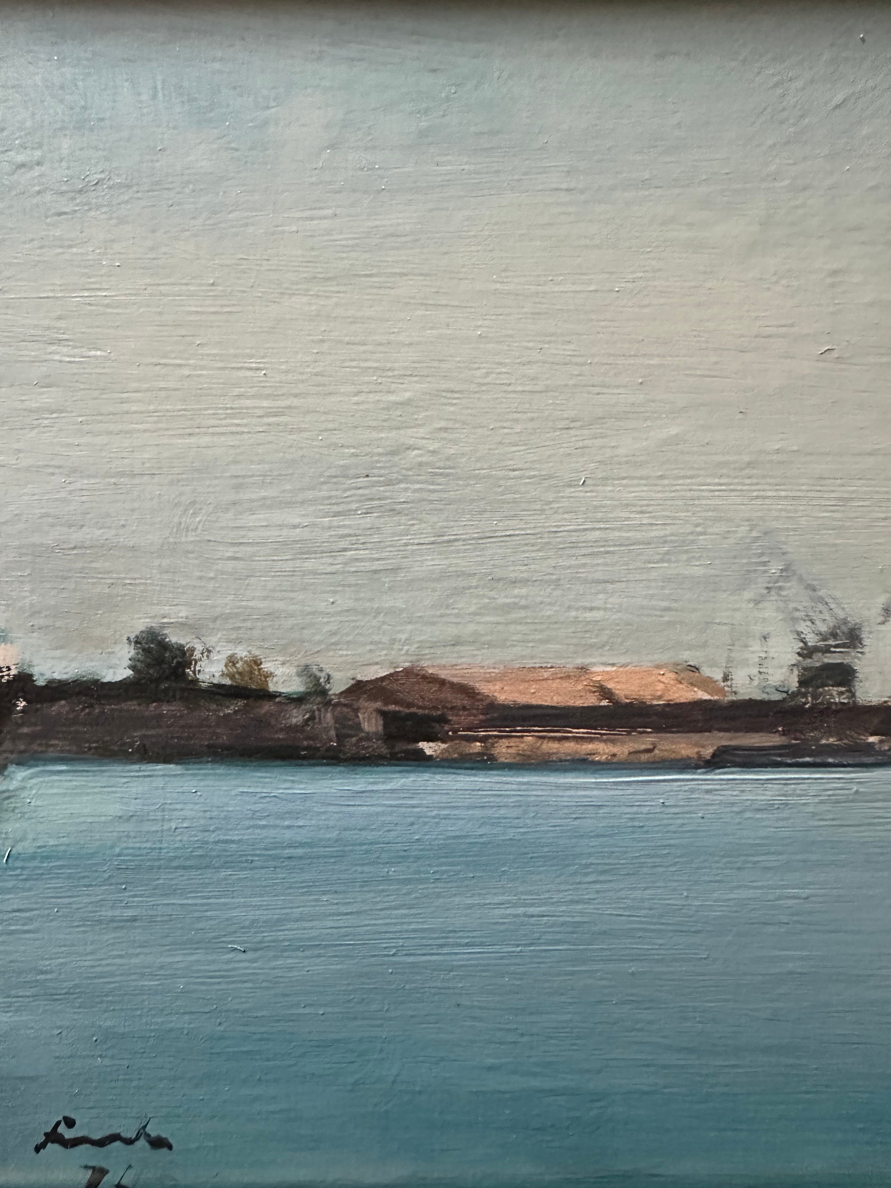 Quadro / Pintura de J. Fuchs / Paisagem de Sète em França