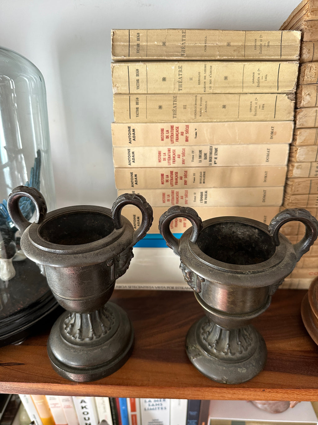 Bronzes / Par de vasos - Ânforas com mascarões / Século XIX
