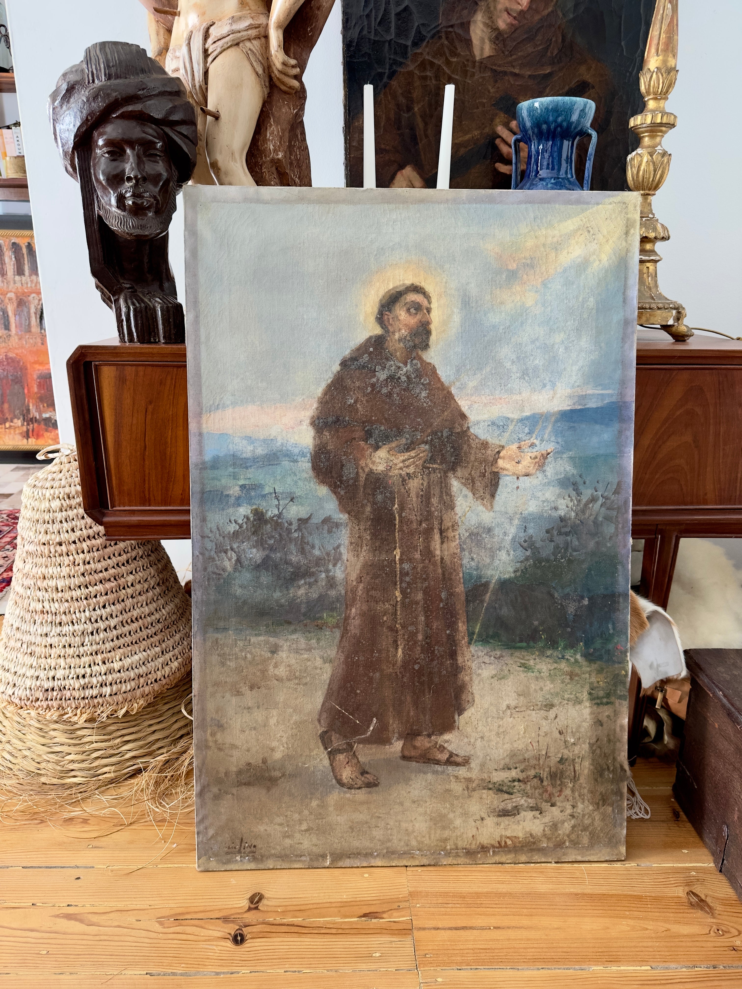 Quadro / Pintura de Santo / São Francisco de Assis de Acácio Lino