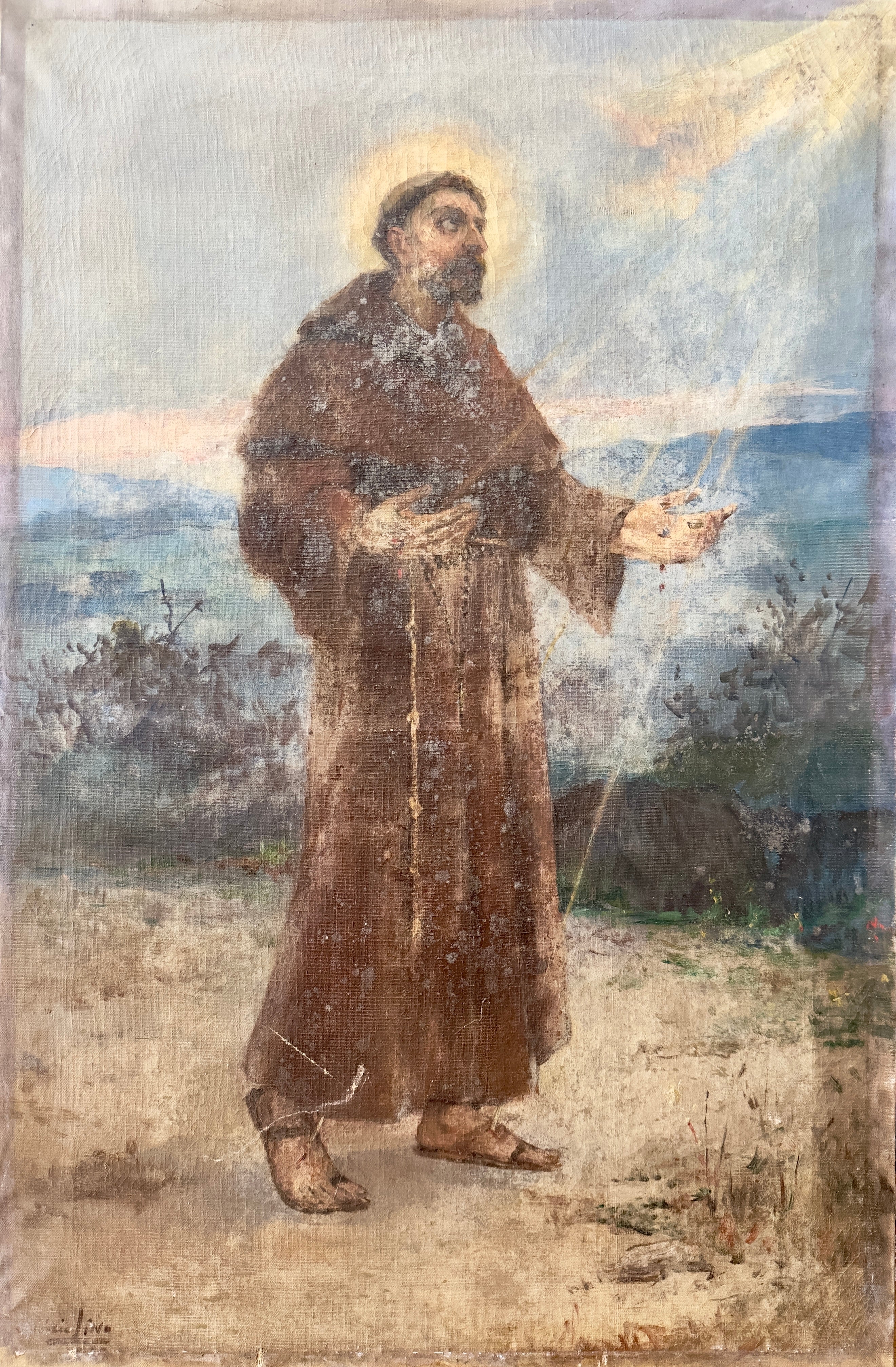 Quadro / Pintura de Santo / São Francisco de Assis de Acácio Lino