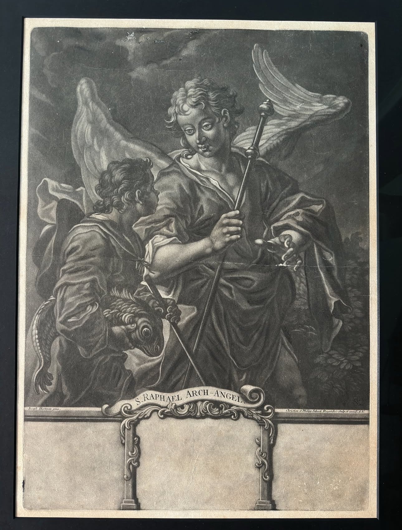 Quadro / Gravura do Arcanjo São Rafael do Século XVIII
