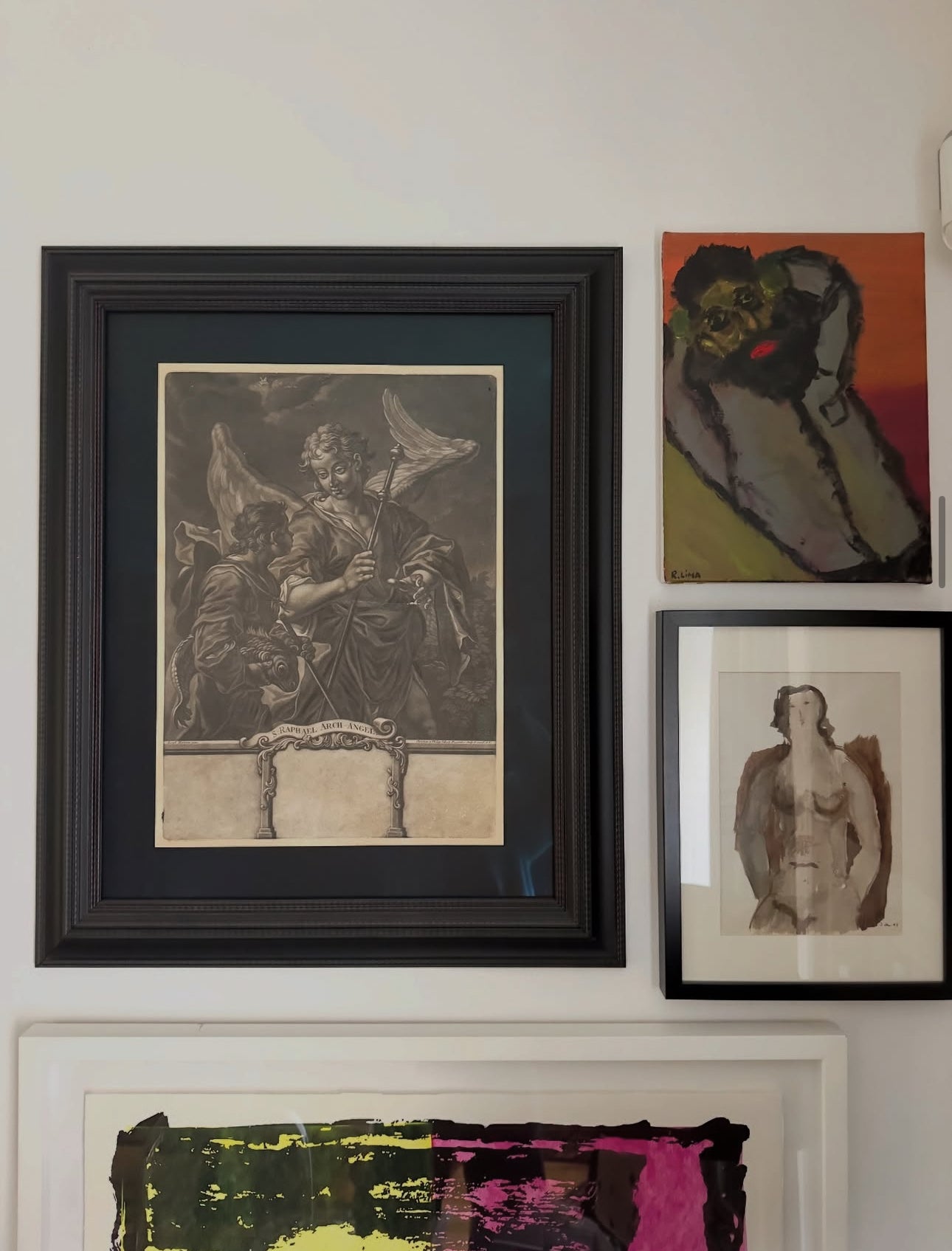 Quadro / Gravura do Arcanjo São Rafael do Século XVIII