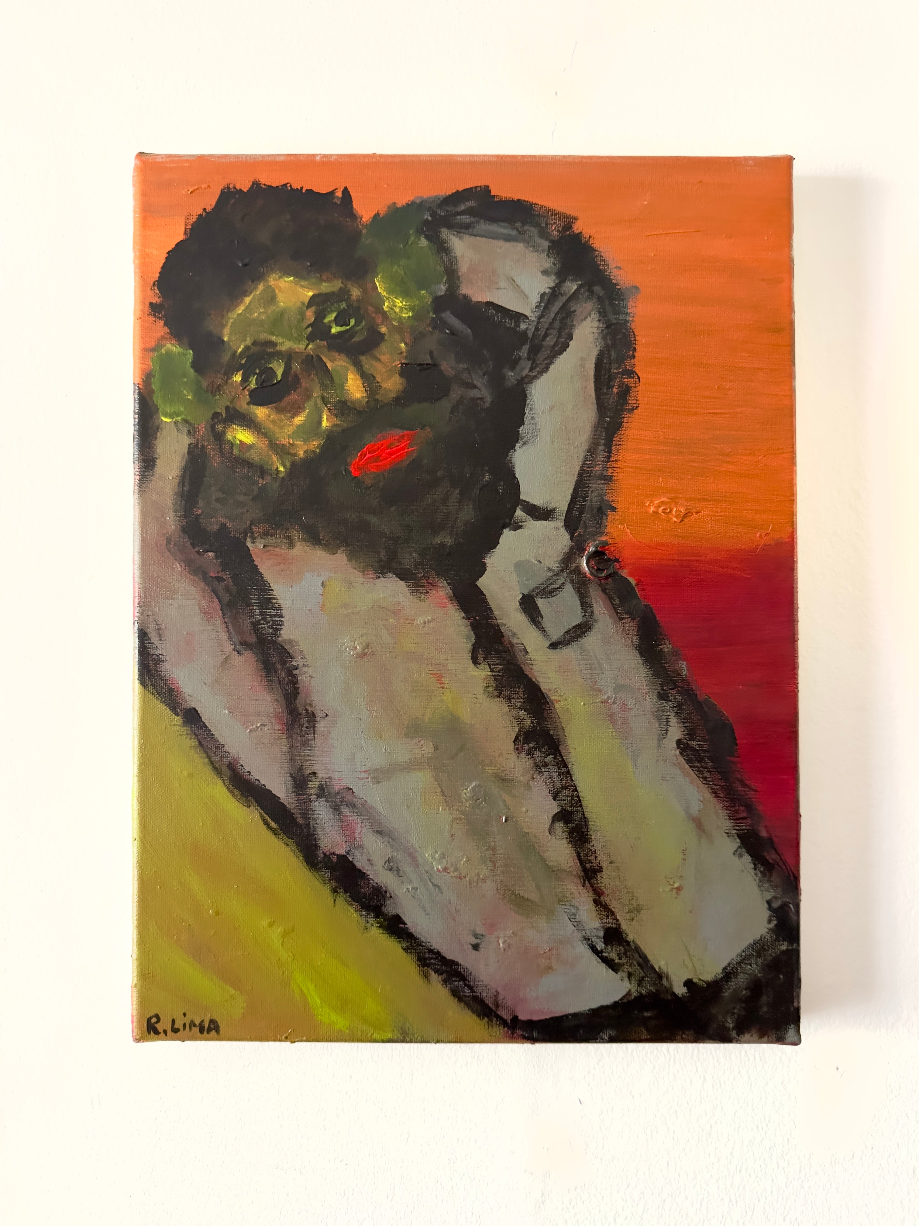 Quadro / Pintura Retrato Masculino de R. Lima